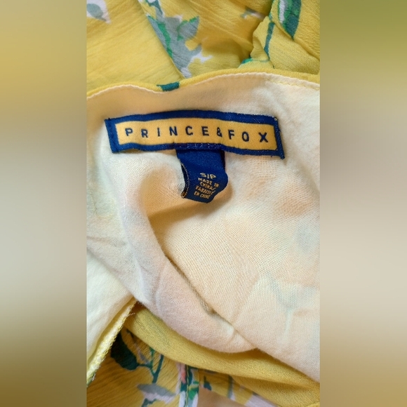 Aeropostale Prince & Fox Chiffon Yellow Floral Ruffled Dress Size Small EUC - Picture 8 of 9